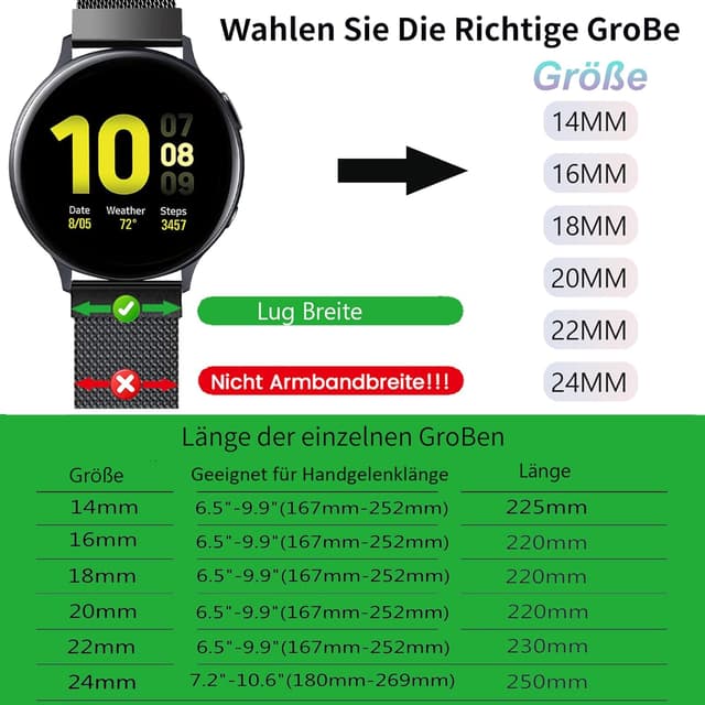 Detalle de LYYLTX Edelstahl Mesh Uhrenarmband 6 Breiten