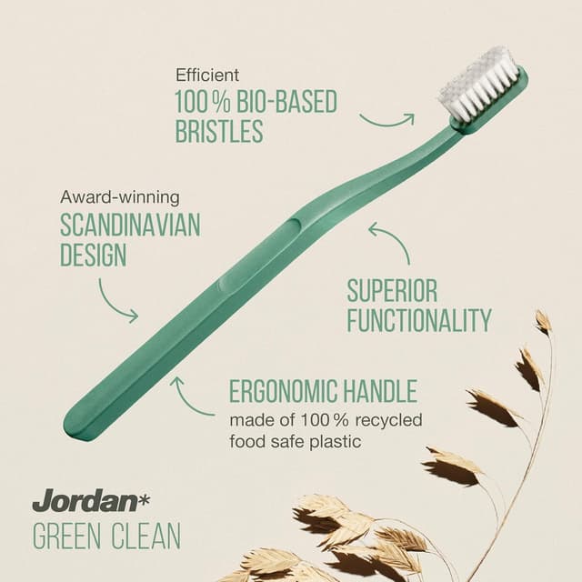 Detalle 2 de Jordan Green Clean Manual Toothbrush (Recycled Handle, Soft Bristles) — 4-Pack