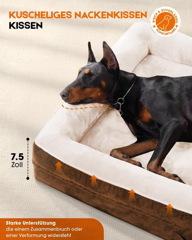 Detalle 2 de Upvilla Orthopädisches Hundebett XXL 137x91x19 cm – waschbar, wasserdicht & rutschfest