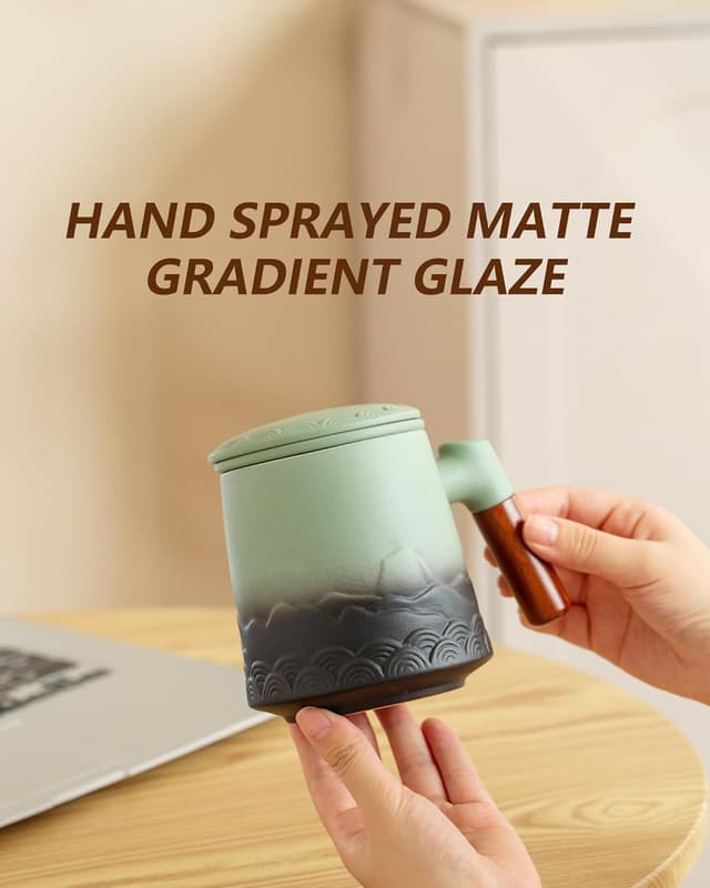 Detalle 2 de ZENS Tea Mug with Infuser and Lid (16.9 oz) for Loose Leaf Tea