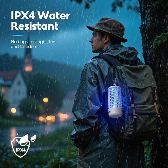 Detalle 2 de Lampada Antizanzare Elettrica 3000V UV sospendibile con gancio, IPX4 – Bianco