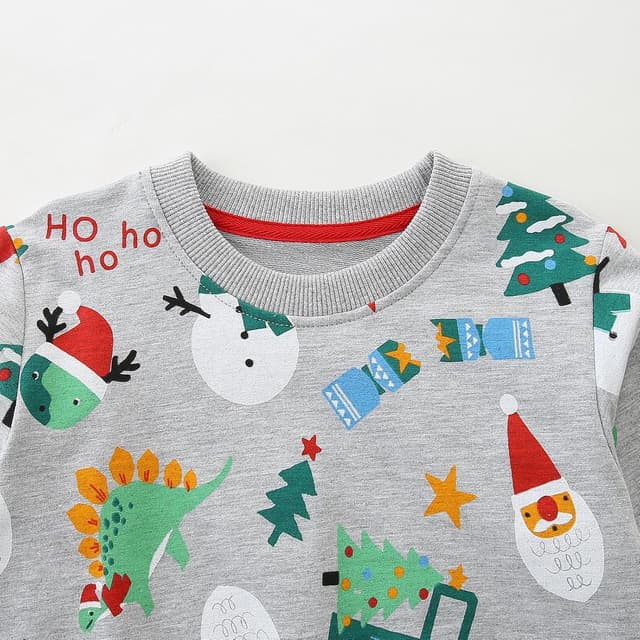 Detalle 2 de MUJOQE Jungen Weihnachtspullover aus Baumwolle mit Weihnachtsmann- & Rentier-Motiven (92–122)
