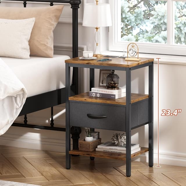 Detalle 2 de SUPERJARE Nightstand with Charging Station