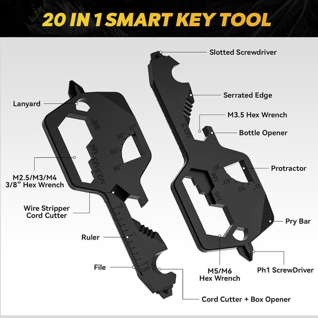Thumbnail 2 de 20-in-1 key shaped multitool, stainless steel