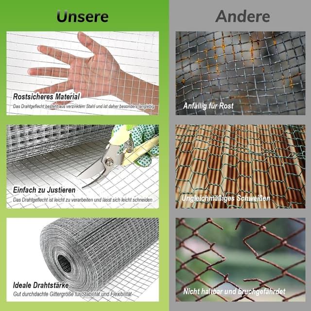 Thumbnail 5 de Cieex Wühlmausgitter 10×0,5m Drahtgitter 0,55 mm 🪤