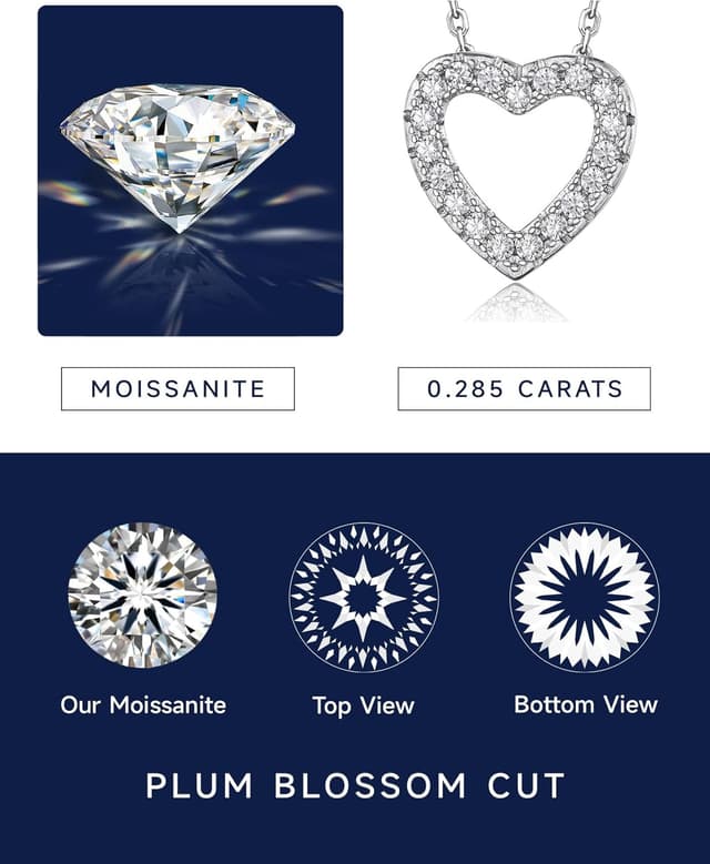 Detalle de MomentWish Herz Kette mit A-Z Buchstaben-Anhänger aus 925 Sterling Silber mit Moissanit