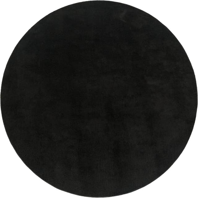 Detalle 2 de Paco Home tapis de salon moelleux ultra doux à poils courts 120 cm rond noir (antidérapant, lavable)