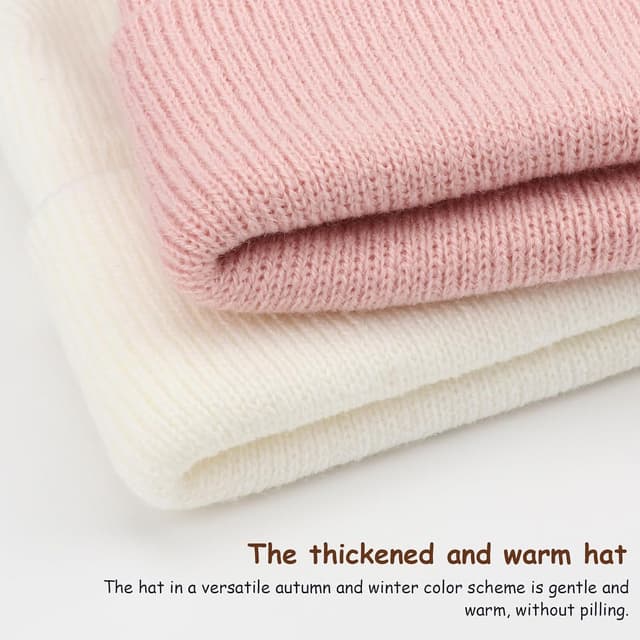 Detalle 2 de DRESHOW Kids Toddler Beanie Winter Hats (Soft Knit) for 3 Months–6 Years – Double-Layer Polyester Warm Cap