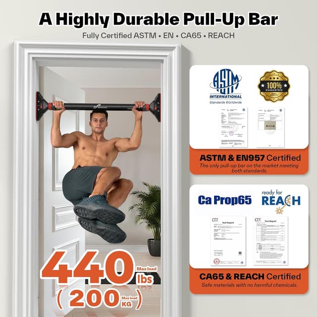 Detalle 2 de Sportneer Klimmzugstange für den Türrahmen (bis 200 kg), ausziehbar 75–94 cm – ohne Bohren mit 360°-Zahnradsperre