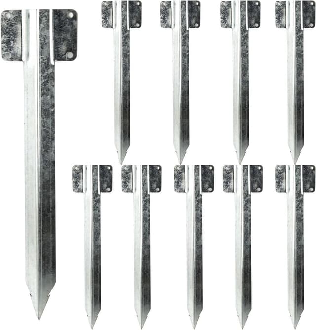 Detalle de Aleto 10 Pack 13.8-inch Railway Sleepers Brackets & Sleeper Stakes (Galvanised Steel)