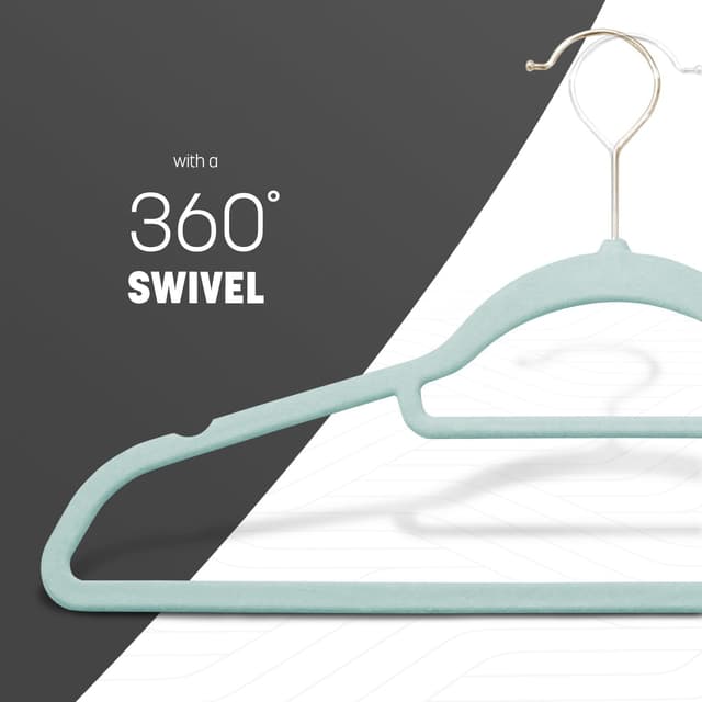 Detalle 1 de KEPLIN Velvet Hangers 30 Pack with Tie Bar and 360° Hook (Non-slip, Space-saving) – Mint Green