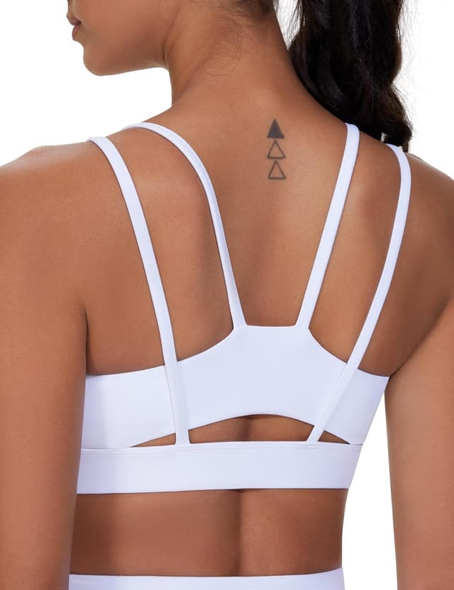 Detalle de THE GYM PEOPLE Soutien-gorge de sport à bretelles spaghetti avec bretelles rembourrées (pour femme)