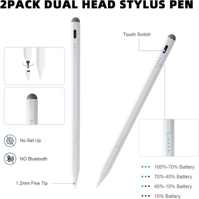 Thumbnail 6 de Defitch Stylus Pen for iPad (Pencil) 11th/A16 & 10th Gen — 2-Pack Capacitive Stylus