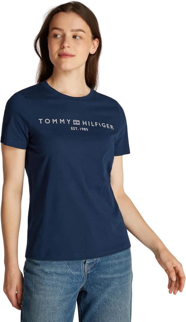 Detalle de Tommy Hilfiger T-Shirt manches courtes femme col ras-du-cou logo