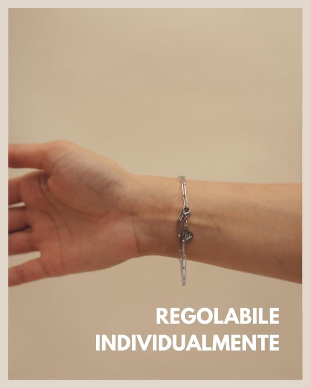 Detalle 2 de Bracciale a maglie GD GOOD.designs EST. 2015 in acciaio 316L con catena regolabile (oro/argento/rosa)