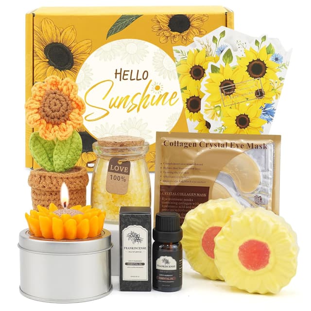 Detalle de Geschenke für Frauen Geschenk Freundin Geburtstag Set mit Sonnenblumen-Motiv (8-teilig)