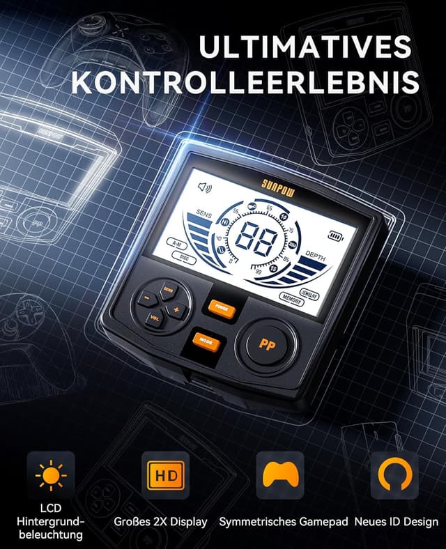 Detalle 2 de SUNPOW Metalldetektor 2025 Profi mit Pinpointer đ