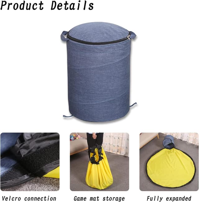 Thumbnail 6 de Modojuny Kids’ Toy Storage Organizers with Play Mat (Large, Blue) — canvas bin with zipper