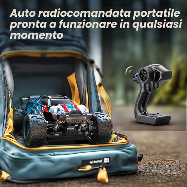 Detalle de Macchina telecomandata 1:18 4WD RC fuoristrada fino a 40 km/h, compatta per esterni (2 batterie incluse)