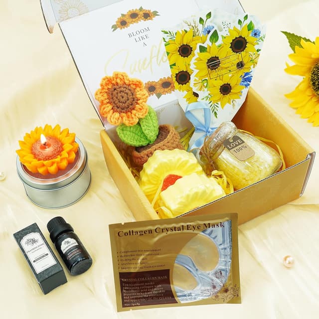 Detalle 2 de Geschenke für Frauen Geschenk Freundin Geburtstag Set mit Sonnenblumen-Motiv (8-teilig)