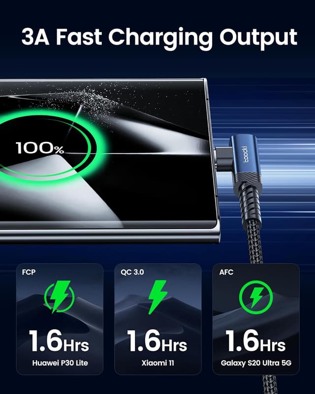 Thumbnail 2 de toocki USB-C-Kabel 3M 3A USB-A auf USB-C