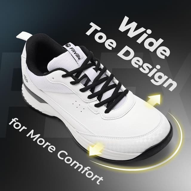 Detalle 2 de FitVille Men’s Extra Wide Spiked Golf Shoes for Wide Feet, Non-Slip Outdoor Trainers