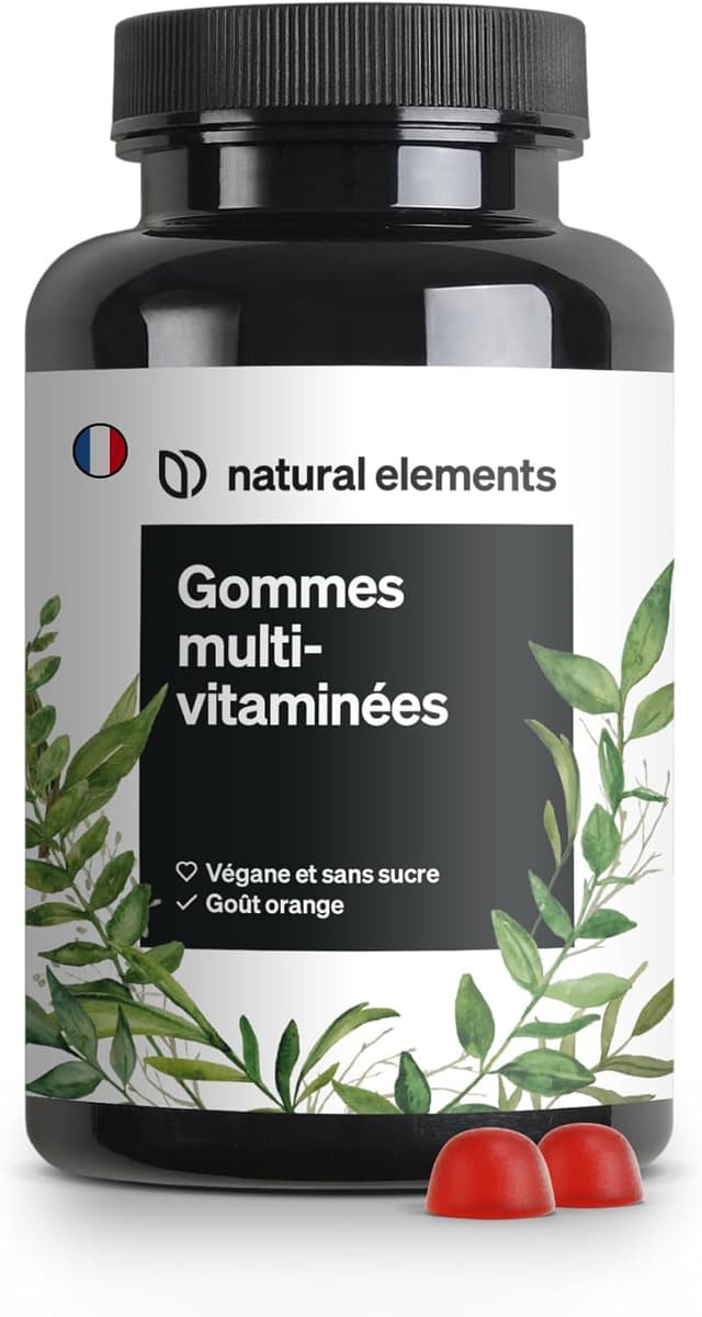 Detalle de natural elements Gommes Multivitamines 120 gummies goût naturel d’orange (adultes)