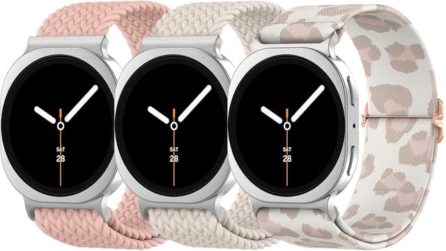 Detalle de Delidigi Braided Stretchy Straps for Samsung Galaxy Watch 8 / 8 Classic (40mm–46mm) — elastic nylon one-click bands