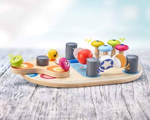 Detalle 2 de Selecta Spintivity 62064 Motorikbrett aus Holz (20 cm) – Lernspiel fürs räumliche Spiel
