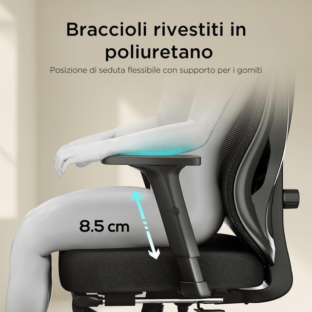 Detalle de Hbada P5 sedia da ufficio ergonomica con poggiatesta regolabile e supporto lombare