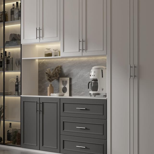 Detalle de goldenwarm 30er Türgriff-Set aus Edelstahl, Lochabstand 192 mm (Stangen-/Möbelgriff, silber)