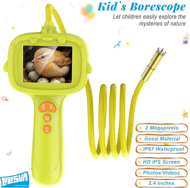 Detalle 2 de Endoscopio per bambini con luce e telecamera a serpente (boroscopio) educativo STEM
