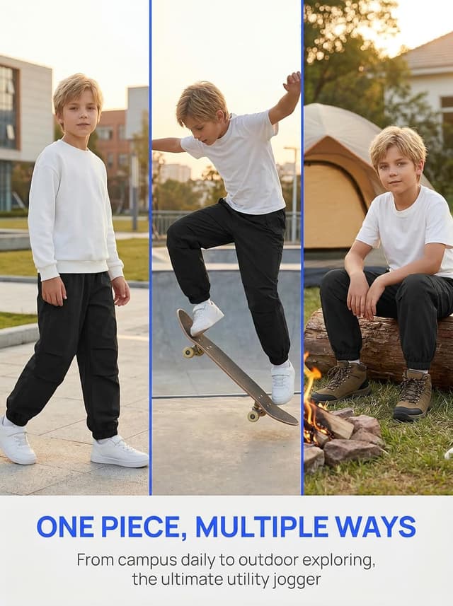 Detalle de JiAmy Boys Cargo Trouser Elasticated Waist Parachute Jogging Trousers (5-14 years)