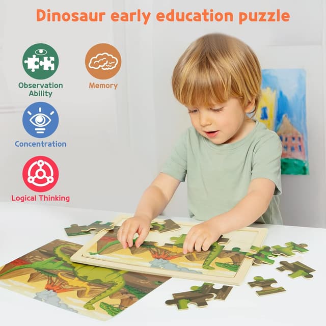 Thumbnail 5 de SYNARRY Wooden Dinosaur Jigsaw 24-piece set