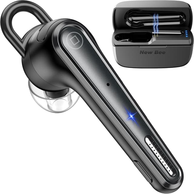 Detalle de New Bee Bluetooth Headset V5.1 with Dual ENC Mic & 500mAh Charging Case (up to 50Hrs) – hands-free for driving, office & business