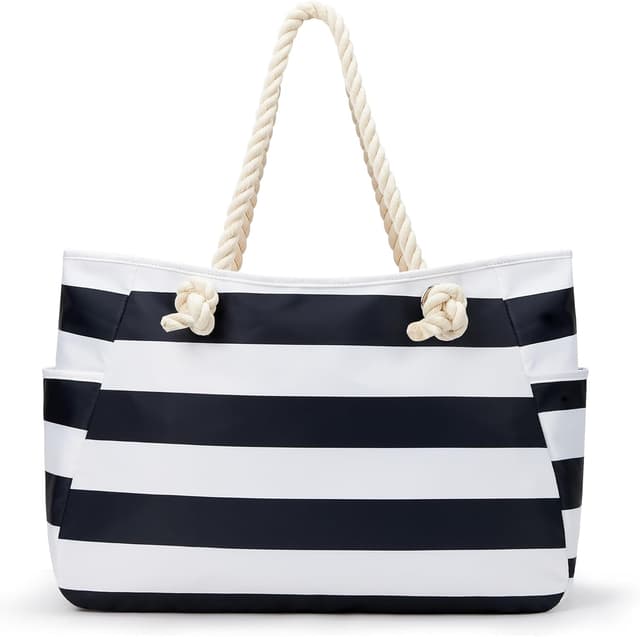 Detalle de KALIDI Große Strandtasche mit Reißverschluss (XXL, wasserdicht) – Familien-Badetasche für Strand, Reisen & Sport