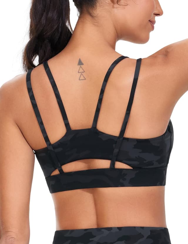 Detalle de THE GYM PEOPLE reggiseno sportivo da donna con doppia cinghia spaghetti e spalline imbottite
