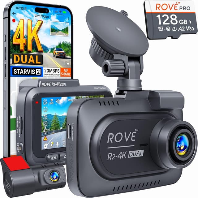 Detalle de ROVE R2-4K Dual Dash Cam 128GB