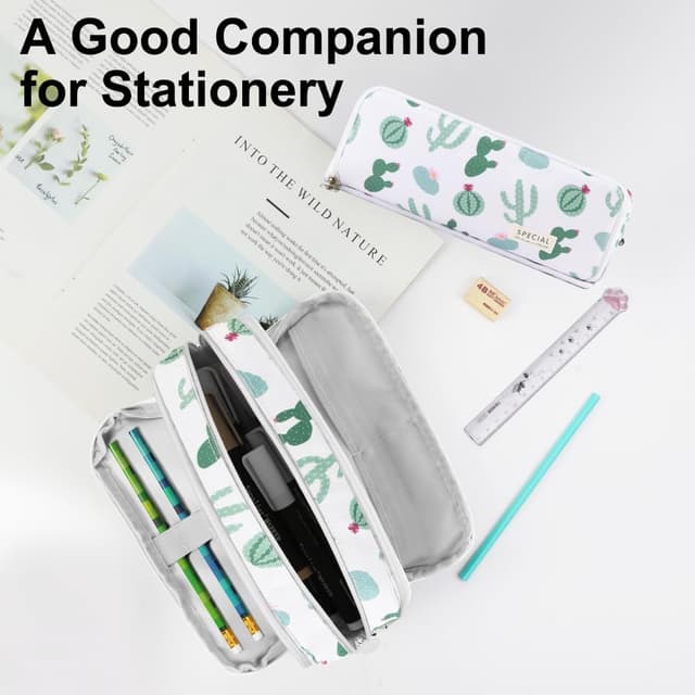 Detalle 2 de Large Capacity 3-Compartment Pencil Case (Oxford cloth) – OFFCUP pencil pouch