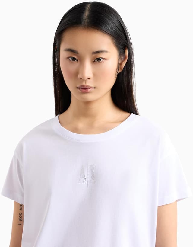 Detalle de Armani Exchange Women’s Icon Project Shiny Logo T‑Shirt