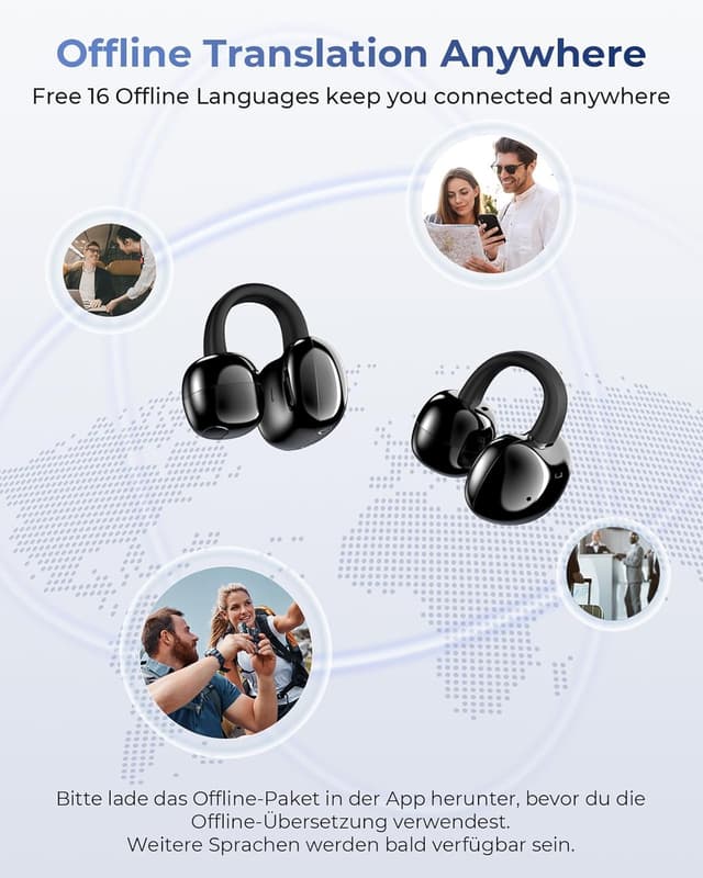 Detalle 1 de Kentfaith AI Auricolari traduttore clip Nero