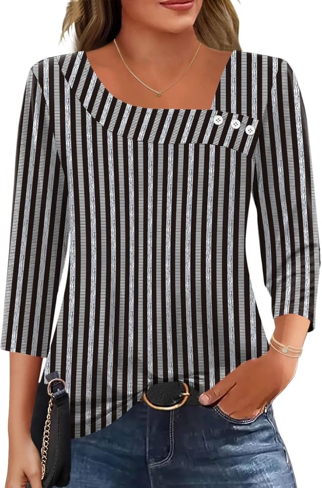 Detalle de Kistore 3/4 Sleeve tunic tops, 60% polyester