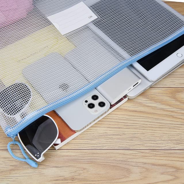 Detalle 2 de MerryNine lot de 10 pochettes en maille A3 étanches à fermeture éclair