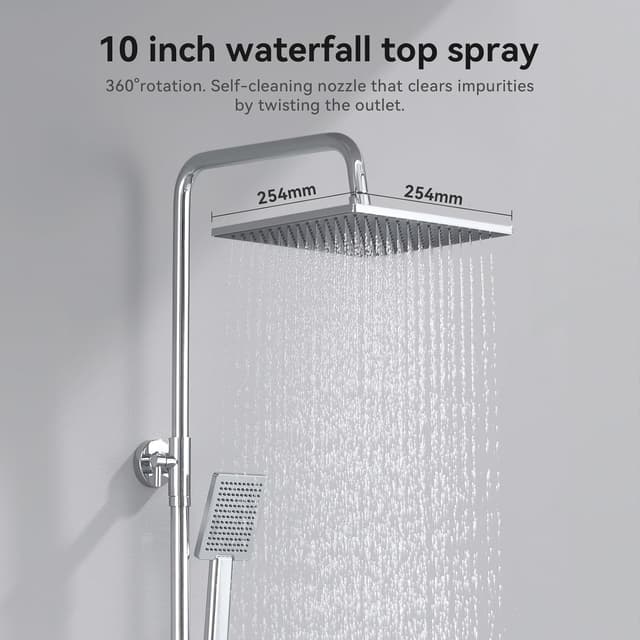 Thumbnail 4 de DERW Adjustable Shower Riser Kit with 10 Inch Rain Head