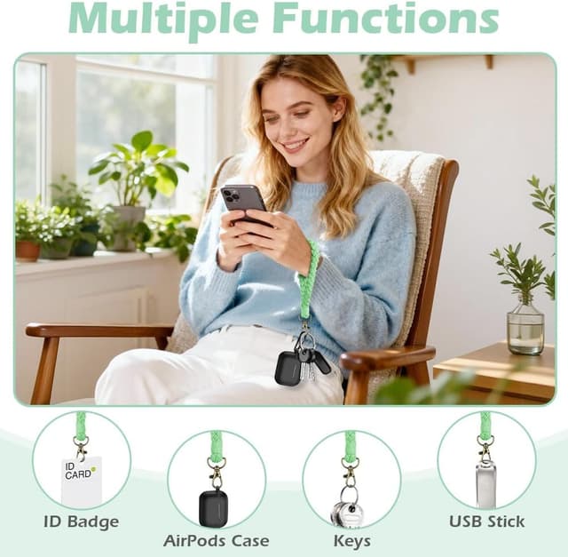 Detalle de Bracelet lanière APXEL avec porte-clés poignet boho, fait main et tressé