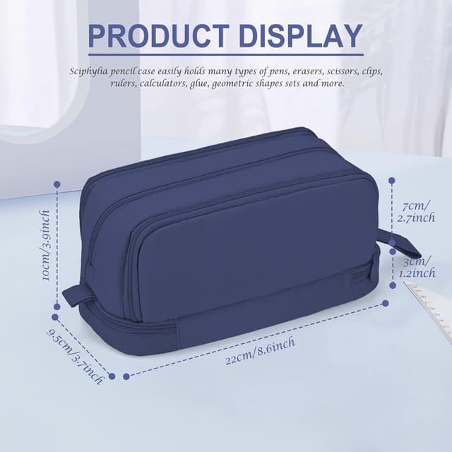 Detalle 2 de Sciphylia astuccio grande con 4 scomparti e chiusura in metallo, per bambini e studenti