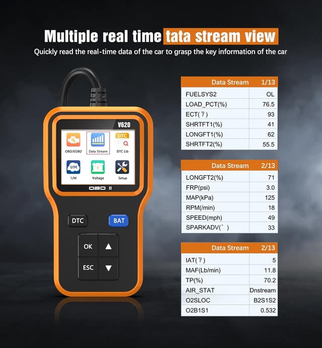 Detalle de UMEIJA OBD2 Scanner with Upgrade Battery Tester (Reads/Clears Codes, Live Data, MIL Readiness) for OBD II Cars Since 1996