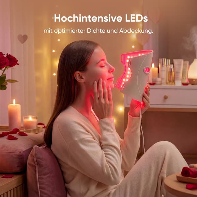Detalle de Nanoleaf LED-Lichttherapie-Gesichtsmaske mit 7 Modi, tragbare Rotlichtmaske & NIR-LEDs