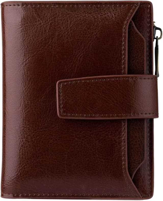 Detalle de Small Leather Purse for Women RFID Blocking Bifold Wallet with ID Window