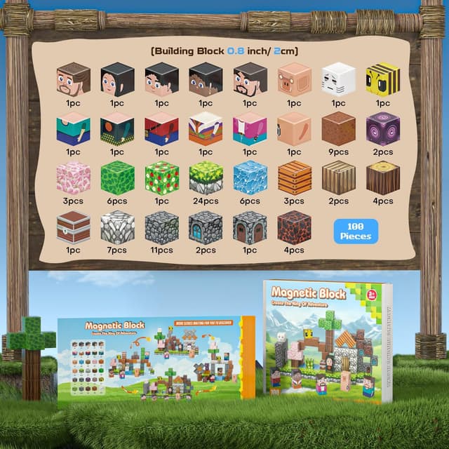 Detalle 2 de Kryzomat 100PCS Magnetic Blocks (Magnet Tiles Cubes) for Kids Age 3+